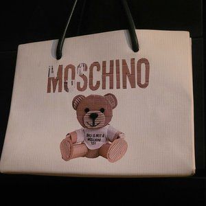 RARE Moschino White Leather Teddy Bear Bag